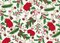 Foust Textiles Tis the Season Poinsettias and Pinecones Ivory Gold Metallic 100% Cotton Price per Yard
